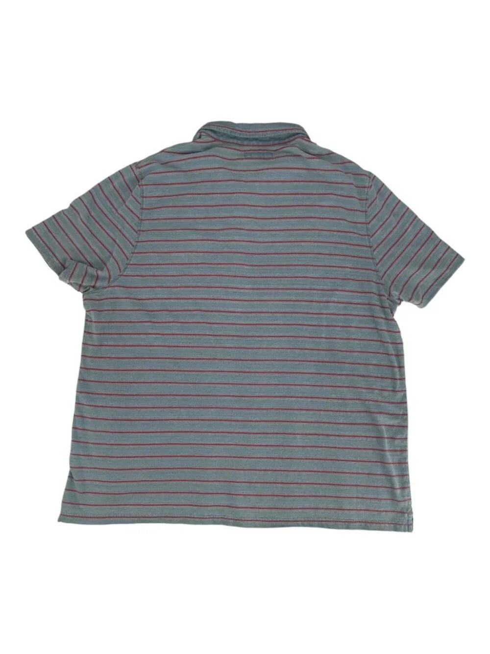 Carbon2Cobalt Men XXL Faded Blue Red Stripe Polo Shirt Pocket Cotton